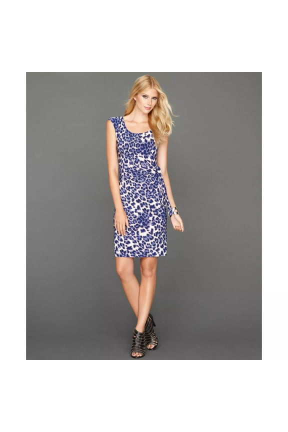 INC International Concept Dress Animal print self tie Blue PL $79