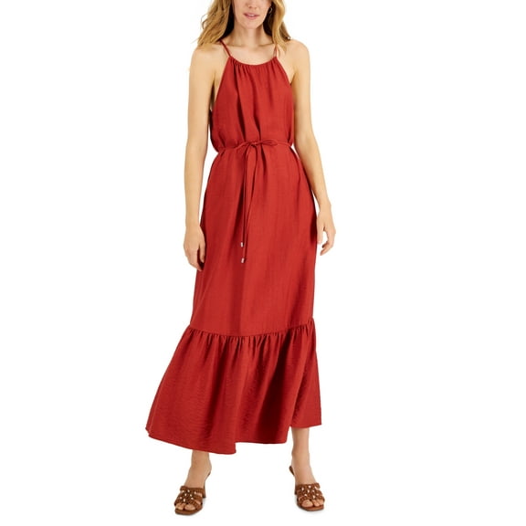 INC International Concept Women's Halter Maxi Dress Red Size 10