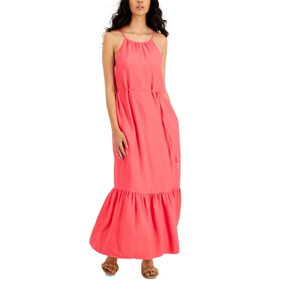 INC International Concept Women's Halter Maxi Dress Red Size 12