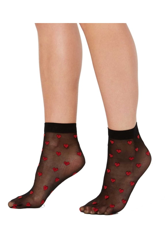 1 Pair Sheer Heart Anklet Socks,One Size