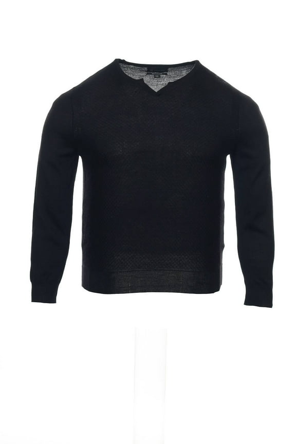 Black Embroidered Henley Sweater , Size XLarge