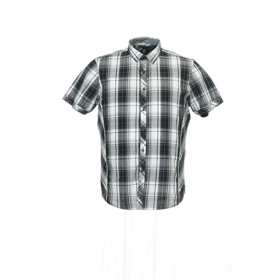 INC International Concepts Black Plaid Camp Shirt , Size Medium
