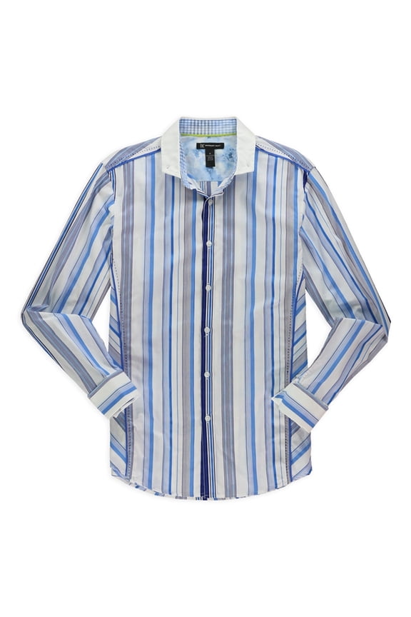 INC International Concepts Blue Striped Button Down Shirt Sport , Size XLarge