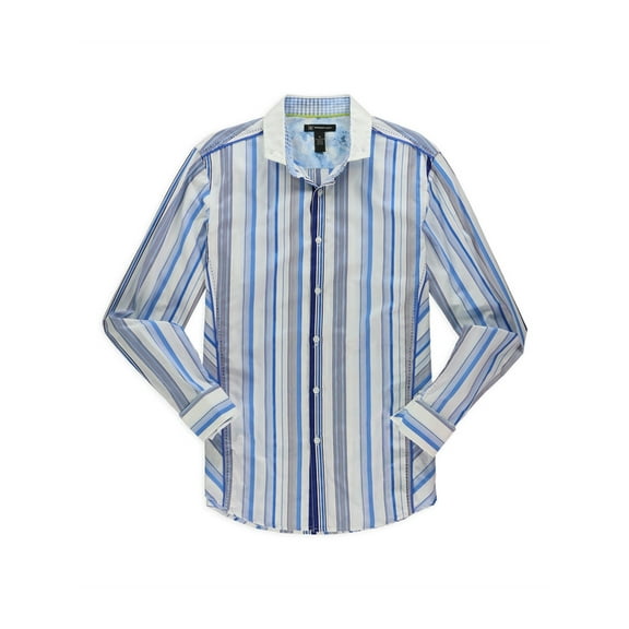 INC International Concepts Blue Striped Button Down Shirt Sport , Size XLarge