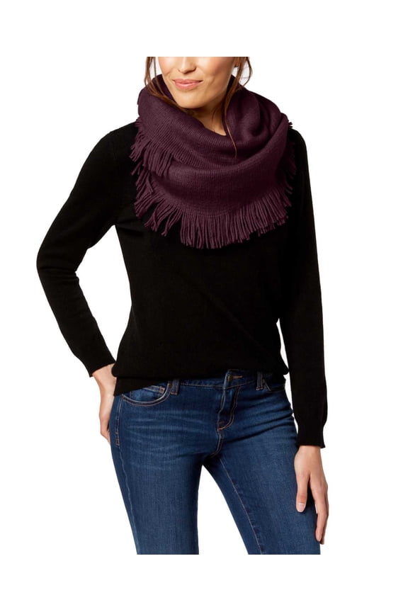 Brushed-Knit Fringe Loop Wrap Scarves, Purple