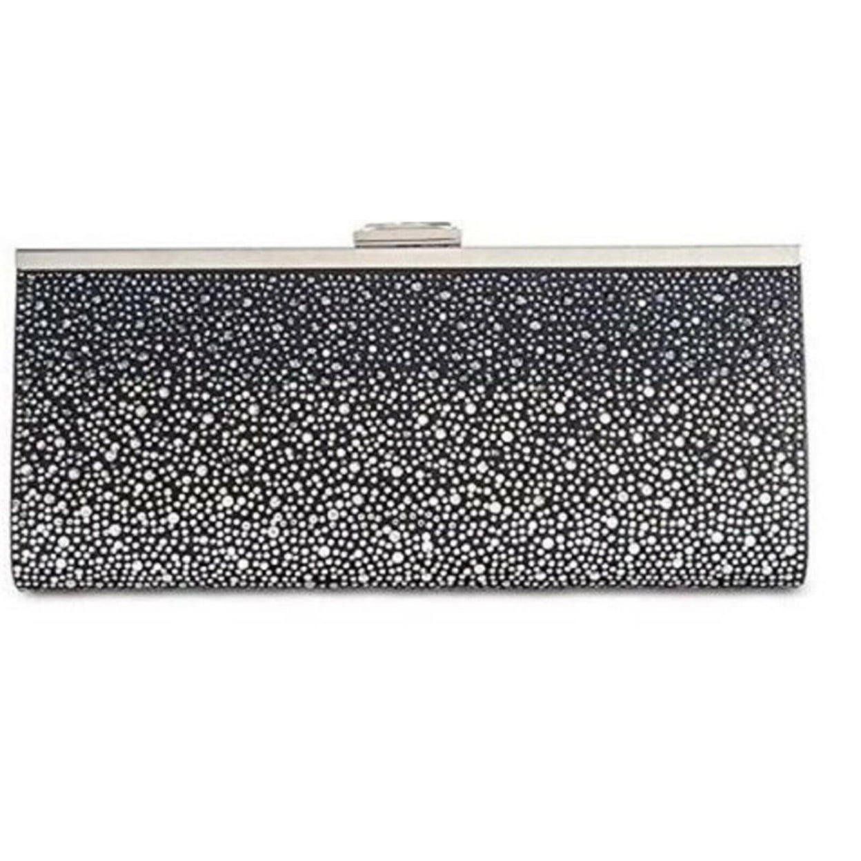 Elegant Butterfly Rhinestone Embellished Box Clutch Bag - Black