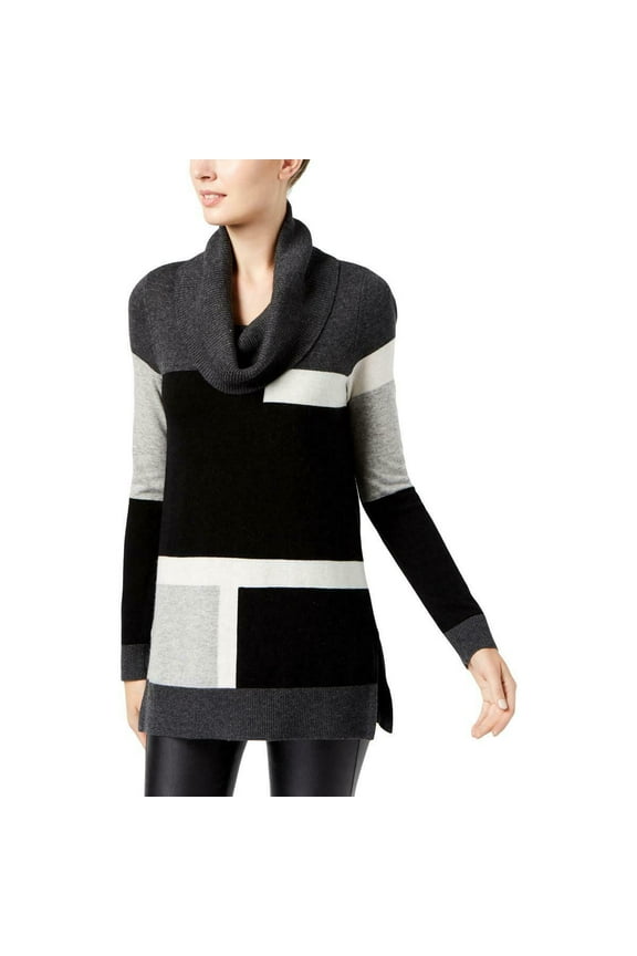 Colorblocked Cowl-Neck Sweater Deep Black XL