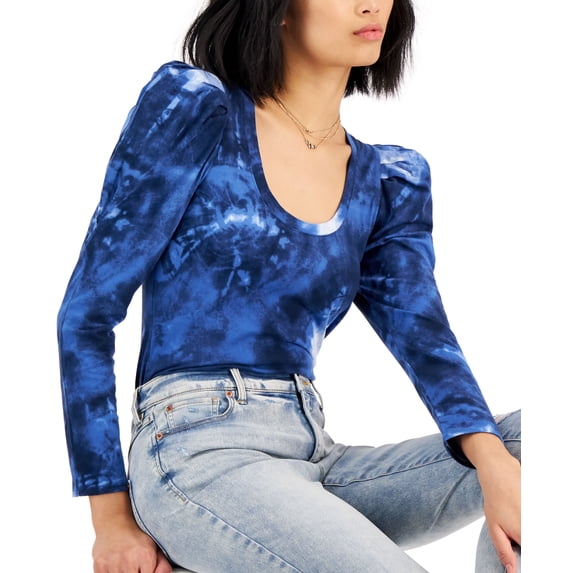 INC International Concepts Cotton Puff Sleeve Top Dahana Dye A M