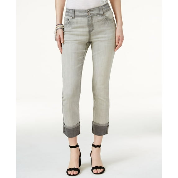 INC International Concepts Curvy Fit Cropped Jeans Grey 2