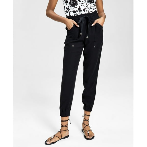 INC International Concepts Drawstring Waist Jogger Pants Deep Black M