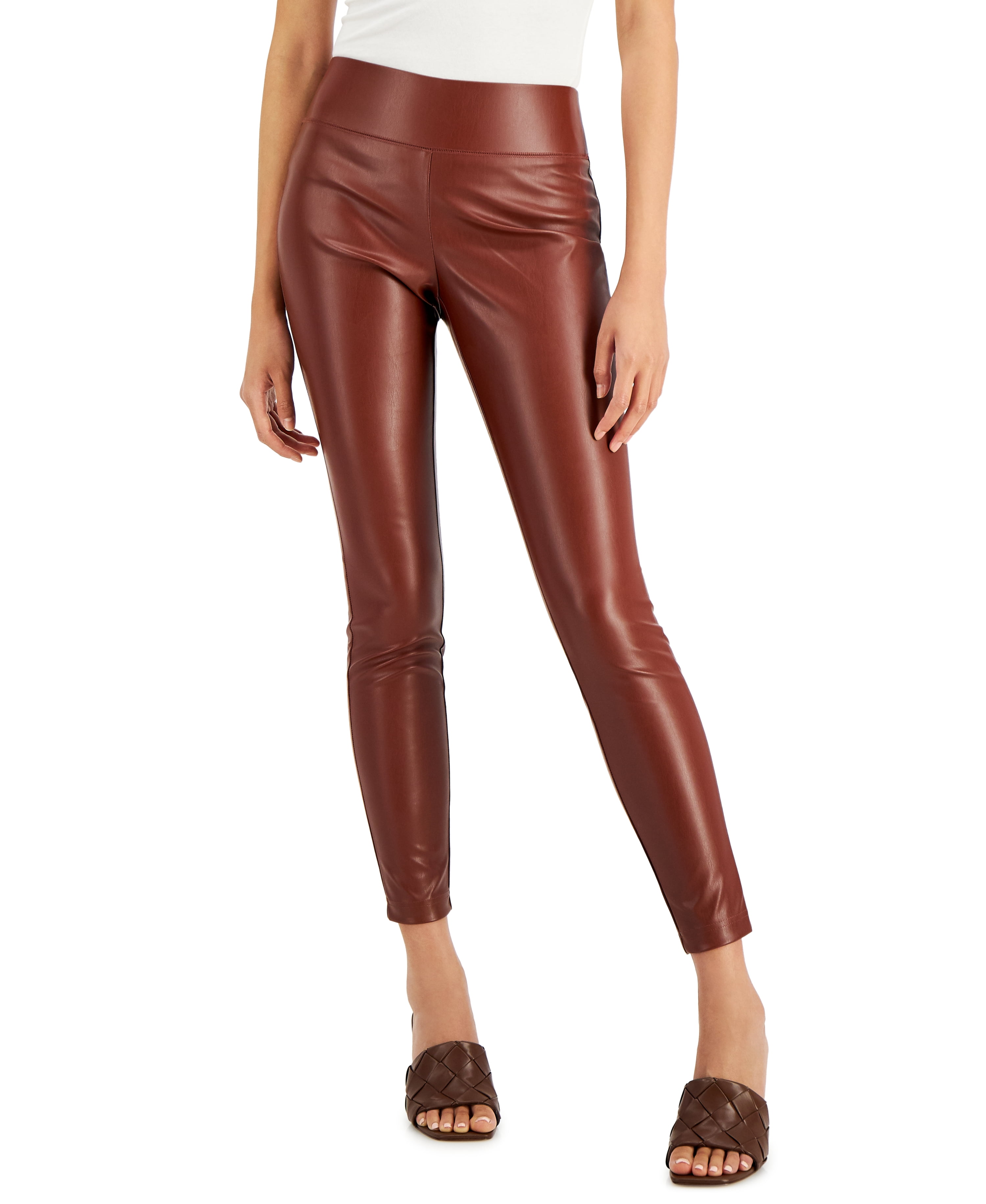 INC International Concepts Faux Leather Leggings Deep Sienna 8