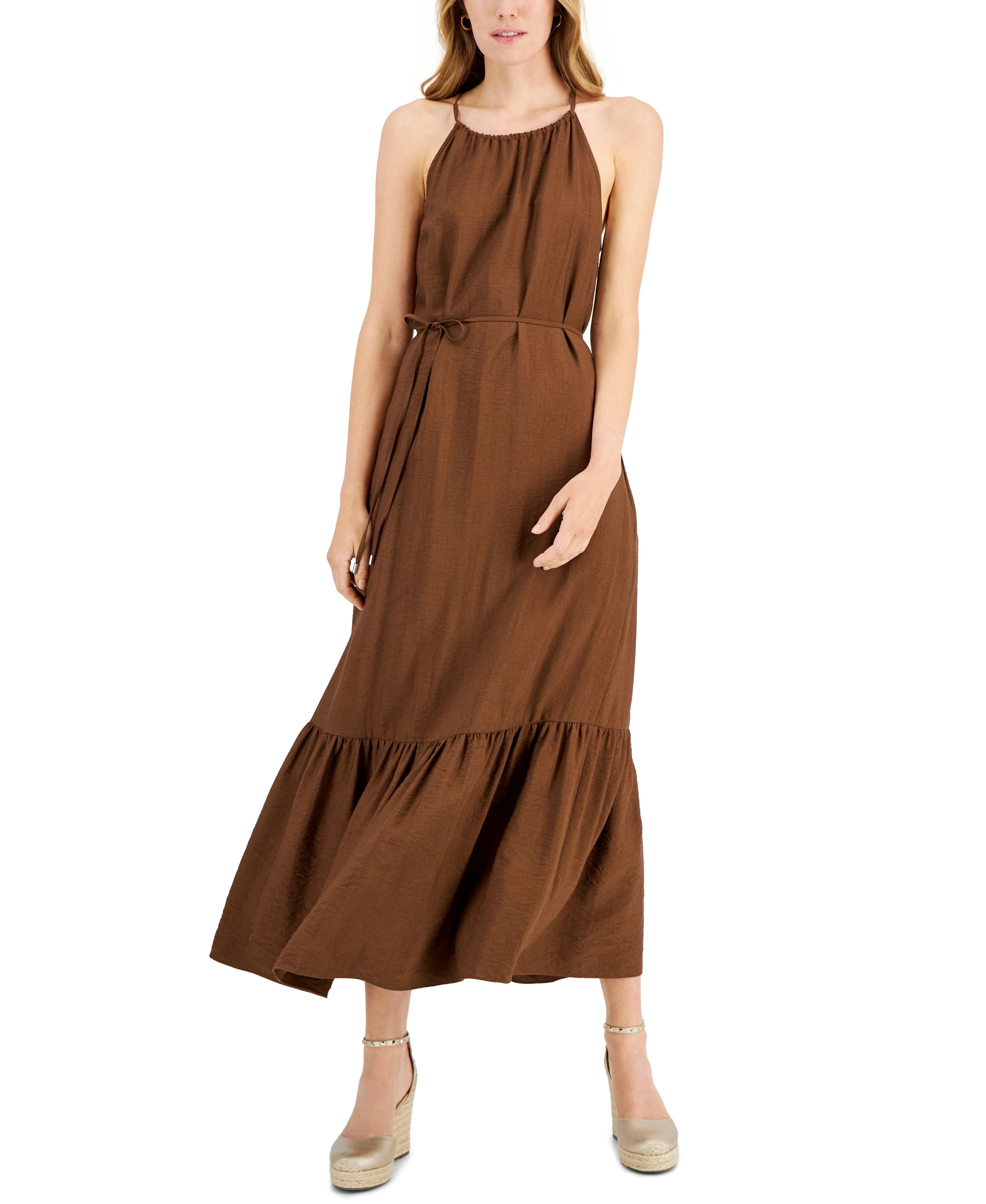 slim fit dress slacks Ivory Halter Neck Maxi Dress with Floral Print main image 0