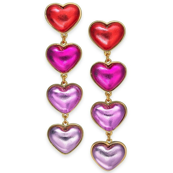 INC International Concepts Heart Linear Drop Earrings,Gold/Multi