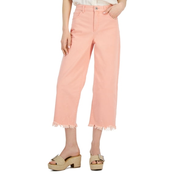 INC International Concepts High Rise Cropped Wide Leg Jeans First Blush 12