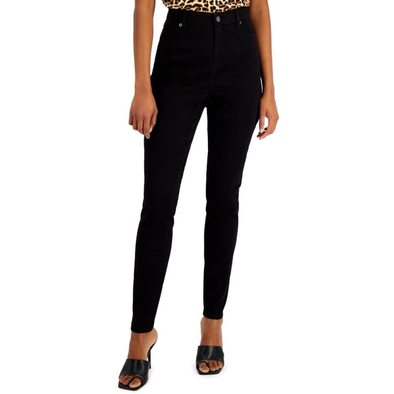 INC International Concepts High Rise Skinny Jeans Deep Black 4