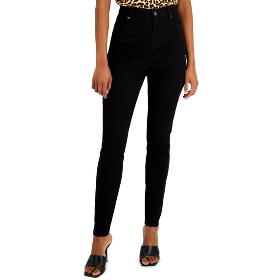 INC International Concepts High Rise Skinny Jeans Deep Black 4