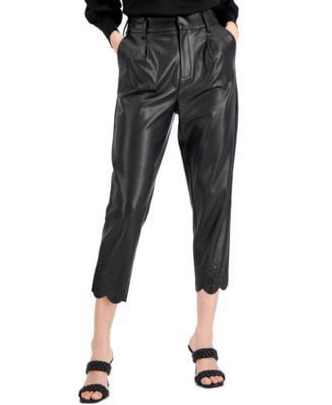 INC International Concepts High Waist Faux Leather Pants Deep Black 8