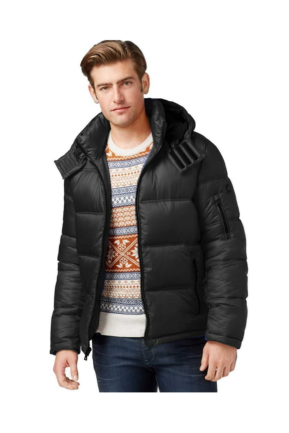 Hooded Nylon Jacket (Black,  M)