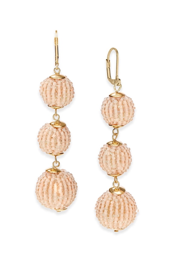 I.N.C. Beaded Sphere Triple Drop Earrings (Light Pink)