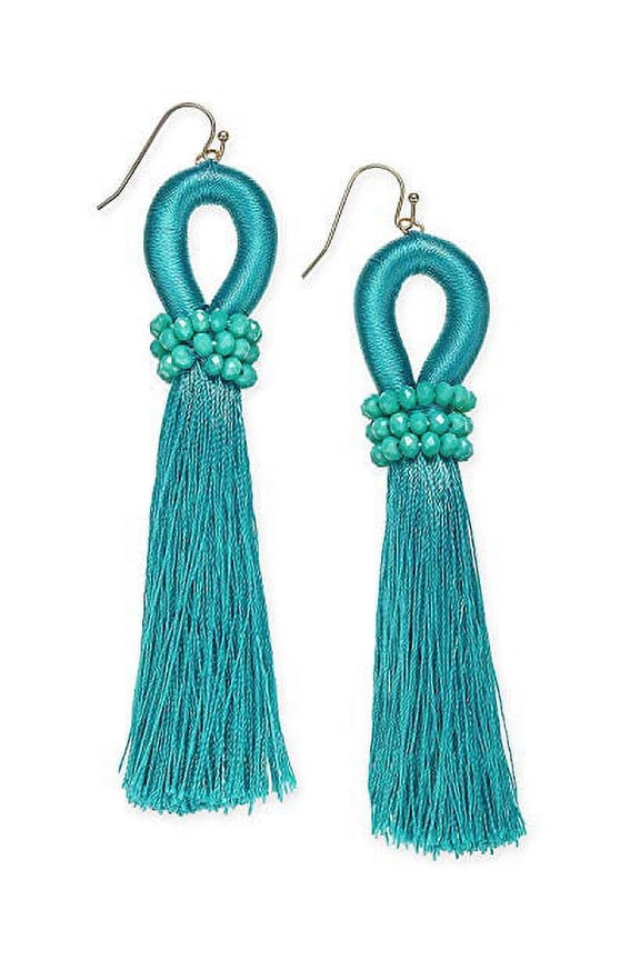 International Concepts I.N.C. Gold-Tone Colored Bead & Thread Tassel Drop Earrings