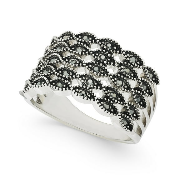 INC International Concepts INC Silver-Tone Crystal Multi-Row Basket Weave Ring