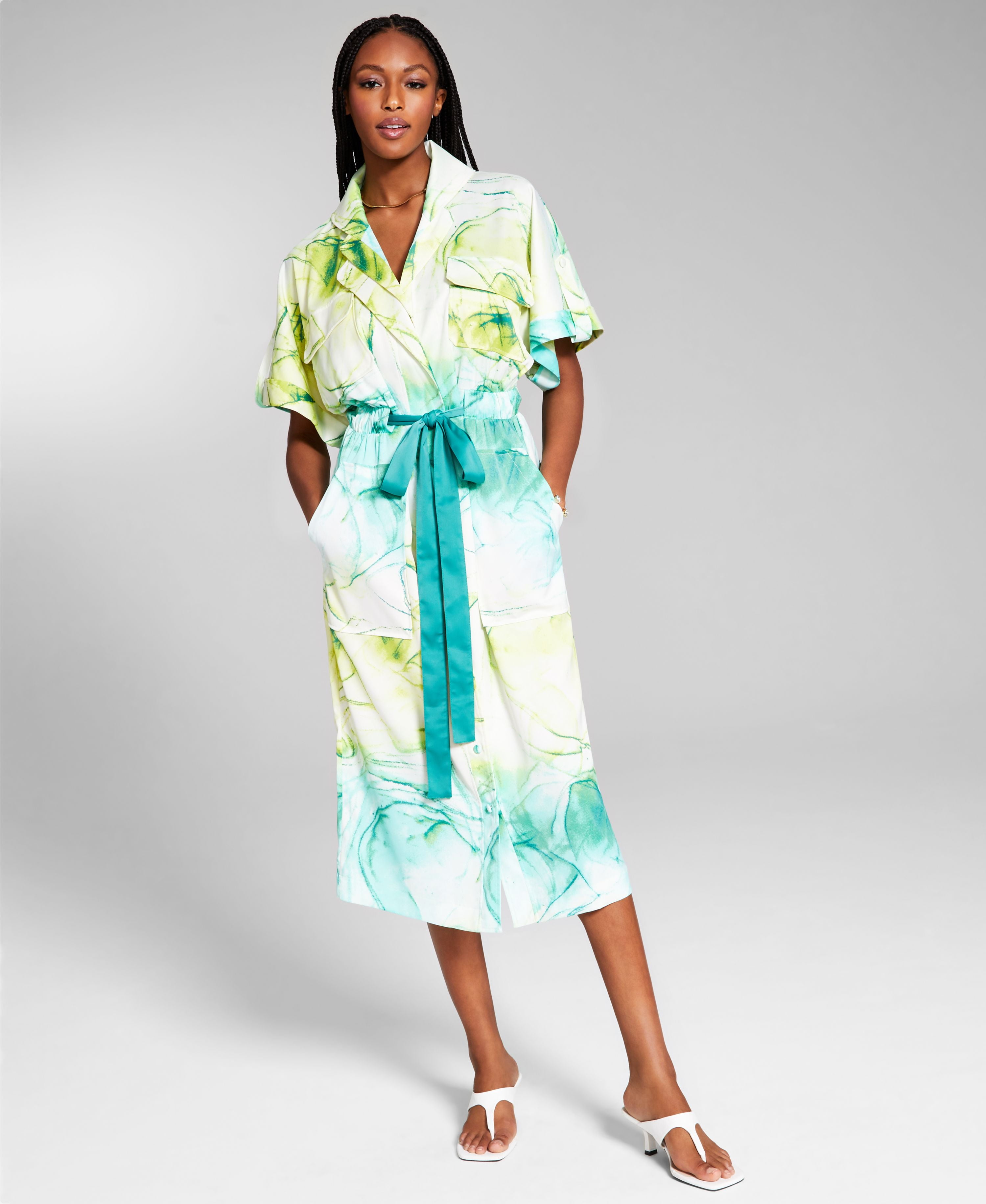 green marble dress Love In Miami Lace-Up Back Maxi Dress Marble Green main image 0