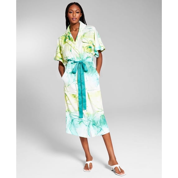 INC International Concepts Jeannie Mai X Inc Dress Green Marble Pr XS