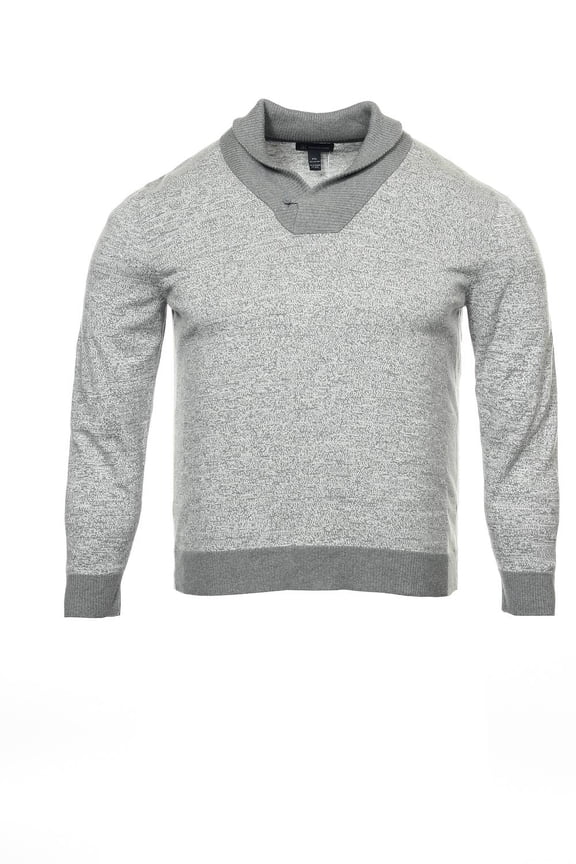 Light Gray Heather Shawl Neck Sweater, Size 2XLarge