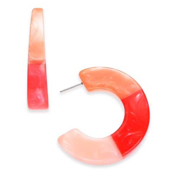 INC Medium Colorblock Open Hoop Earrings 1.7" Coral Orange $29.50