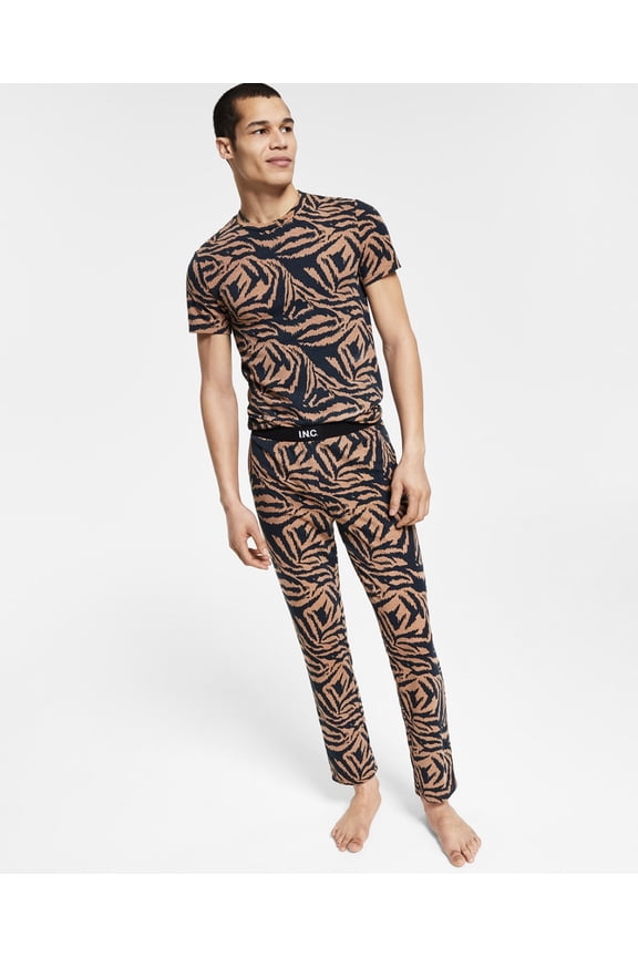 Men's Classic-Fit Tiger-Print Pajama Pants Size L