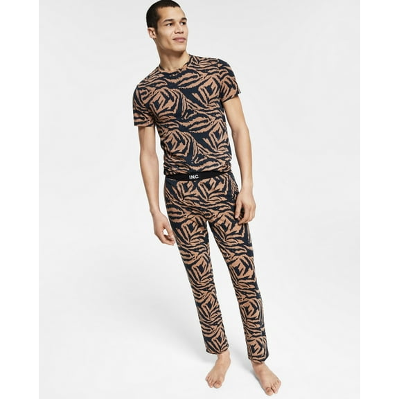INC International Concepts Men's Classic-Fit Tiger-Print Pajama Pants Size L