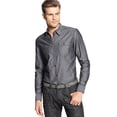 thumbnail image 1 of INC International Concepts Men's Herringbone Button Down Shirt (Medium, Black), 1 of 5