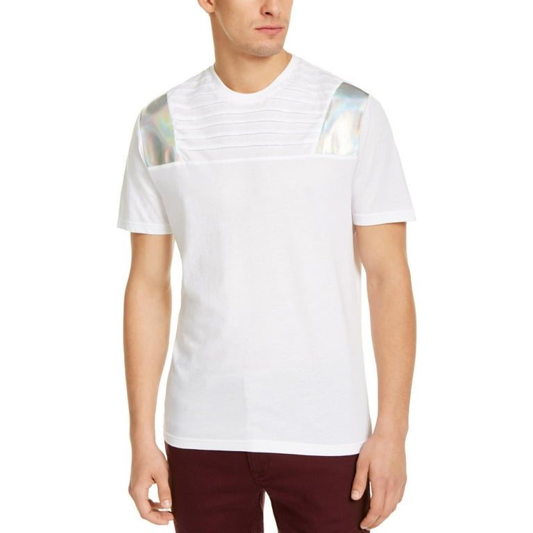 INC International Concepts Men's Pintucked Moto T-Shirt White Size