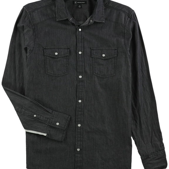 INC International Concepts Men’s Side Stripe Shirt (Dark Chambray, XXL)