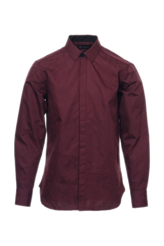 Mens Paisley Button Down Shirt (Small, Burgundy)