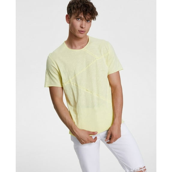 INC International Concepts Mens Pieced Slub T-Shirt Yellow Pear B4HP (Regular,L)