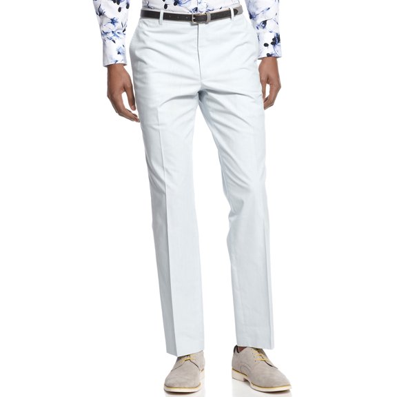 INC International Concepts Mens Slim Fit Textured Dress Pants 34x30 Silver