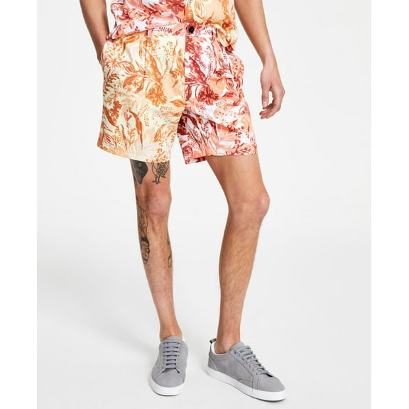 INC International Concepts Mens Teebo Tropical 7 Shorts White Pure Combo 36