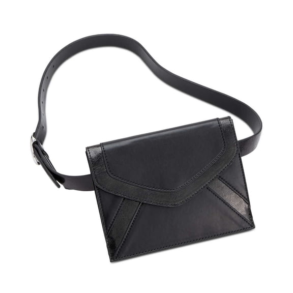 INC International Concepts Metallic-Detail Envelope Belt Bag (Black, L)