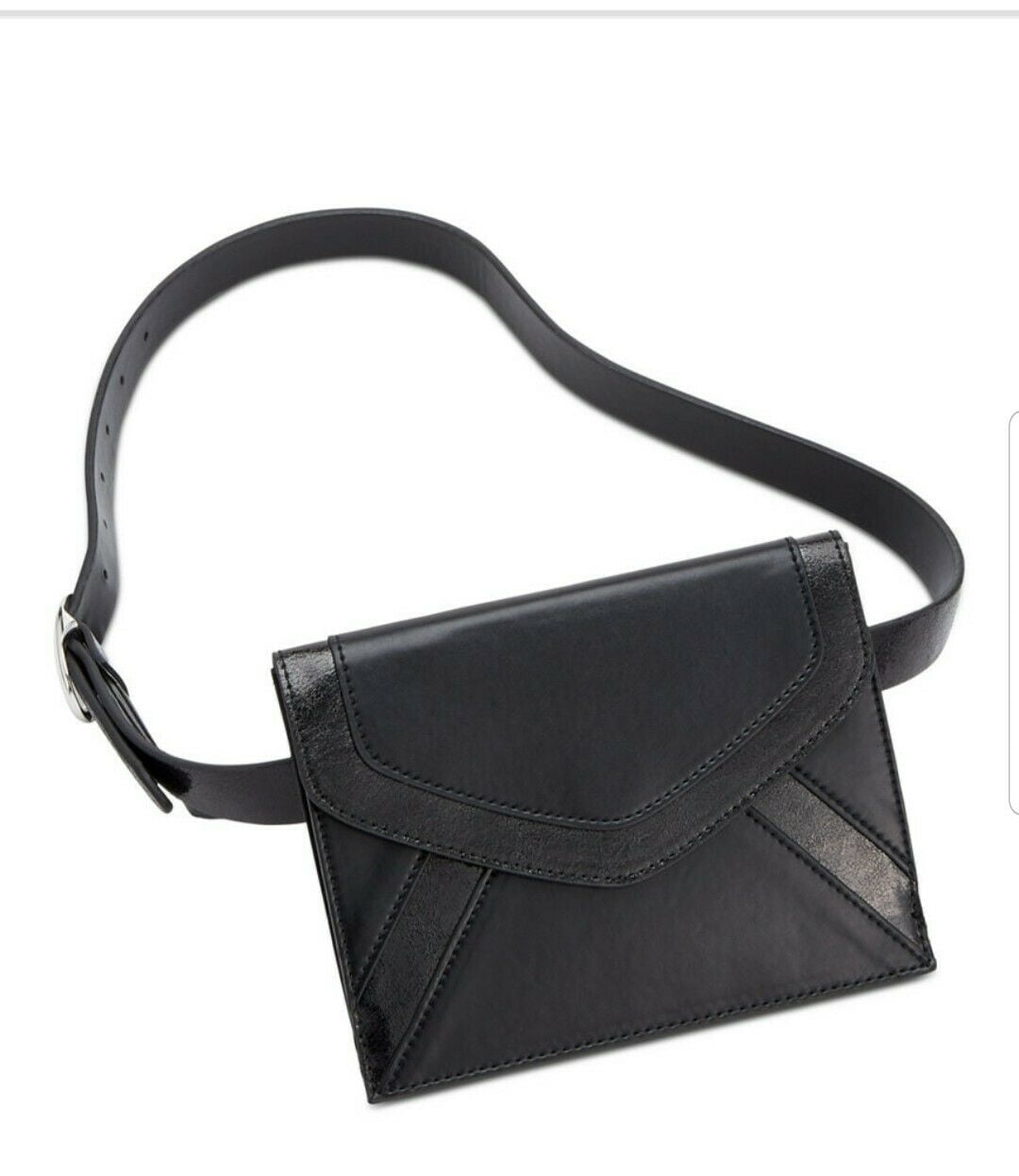 INC International Concepts Metallic Detail Envelope Belt Bag Black M Walmart