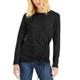 thumbnail image 1 of INC International Concepts Metallic Side Ruched Knit Top Deep Black XS, 1 of 1