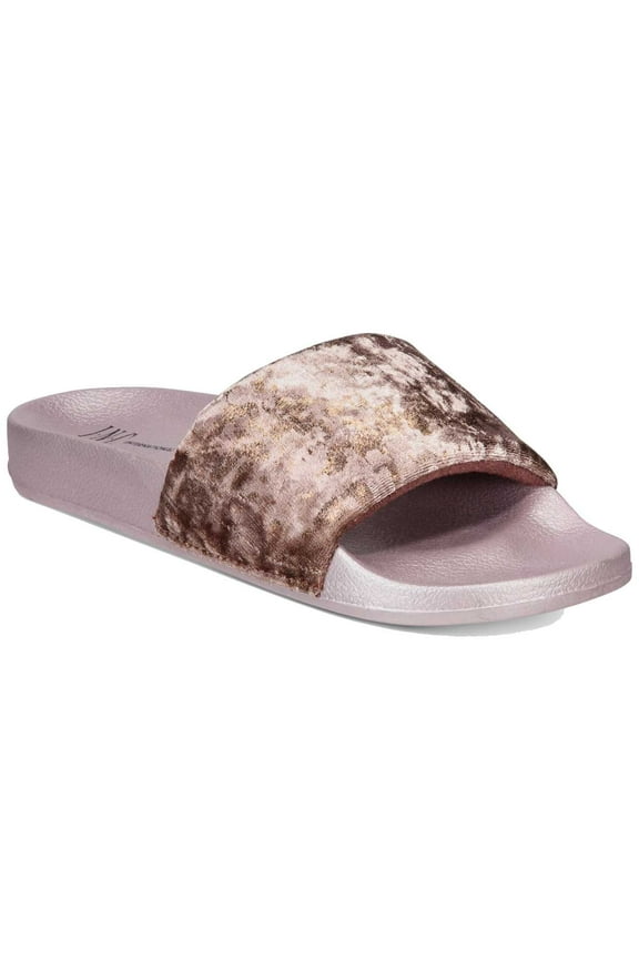 Metallic Velour Slide Slippers, Lavander, Large