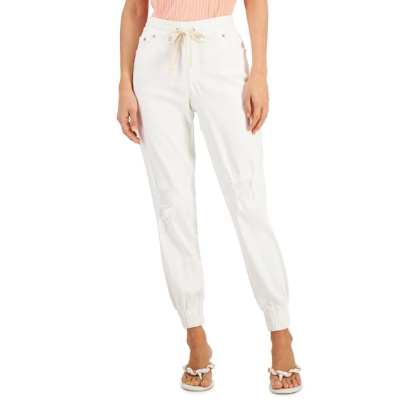 INC International Concepts Mid Rise Denim Joggers White XL