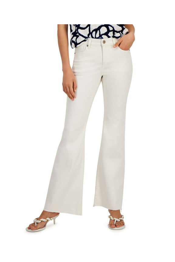 Mid Rise Flared Jeans White 0