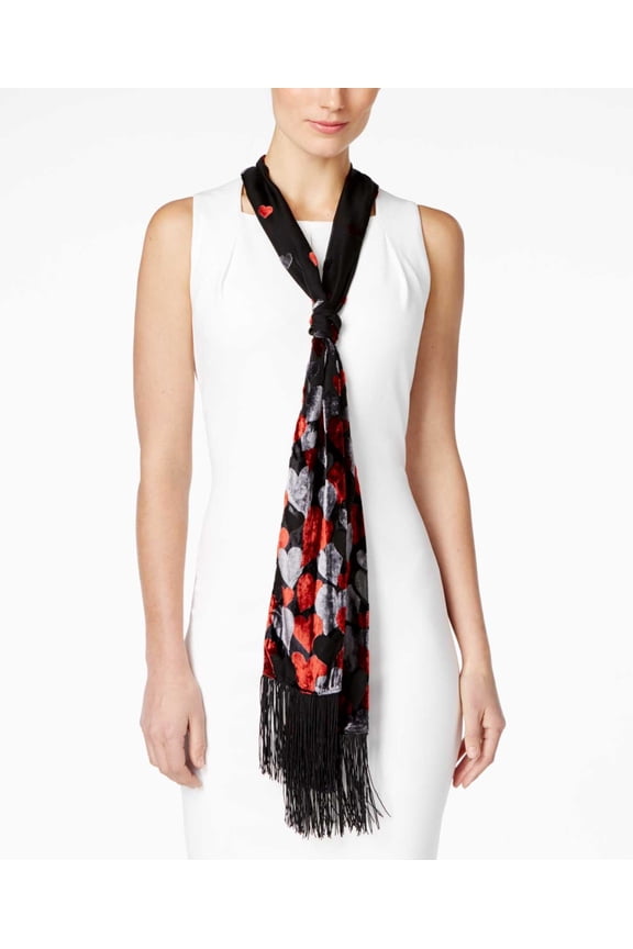 Ombre Velvet Hearts Skinny Scarf Black & Red