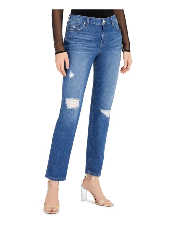 Petite Boyfriend Ripped Ankle Length Jeans Portside Wash 0P