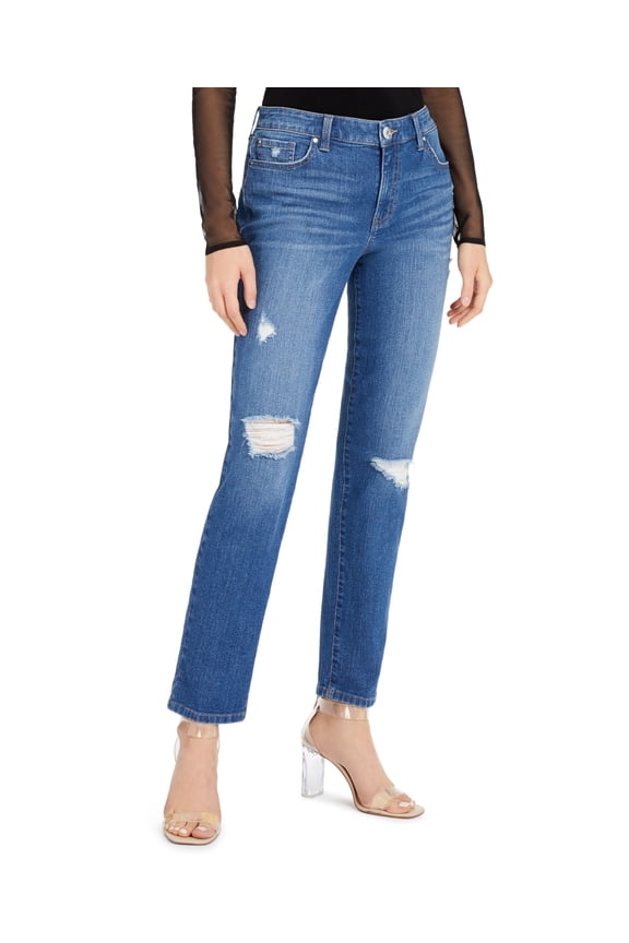 Petite Boyfriend Ripped Ankle Length Jeans Portside Wash 8P