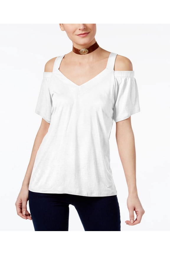 Petite Cold Shoulder Top Bright White PM