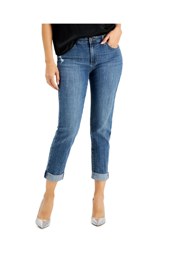 Petite Cuffed Boyfriend Jeans Ava Wash 2P