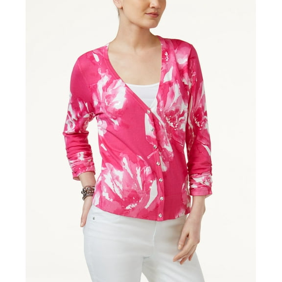 INC International Concepts Petite Embellished Cardigan Intense Pink PS